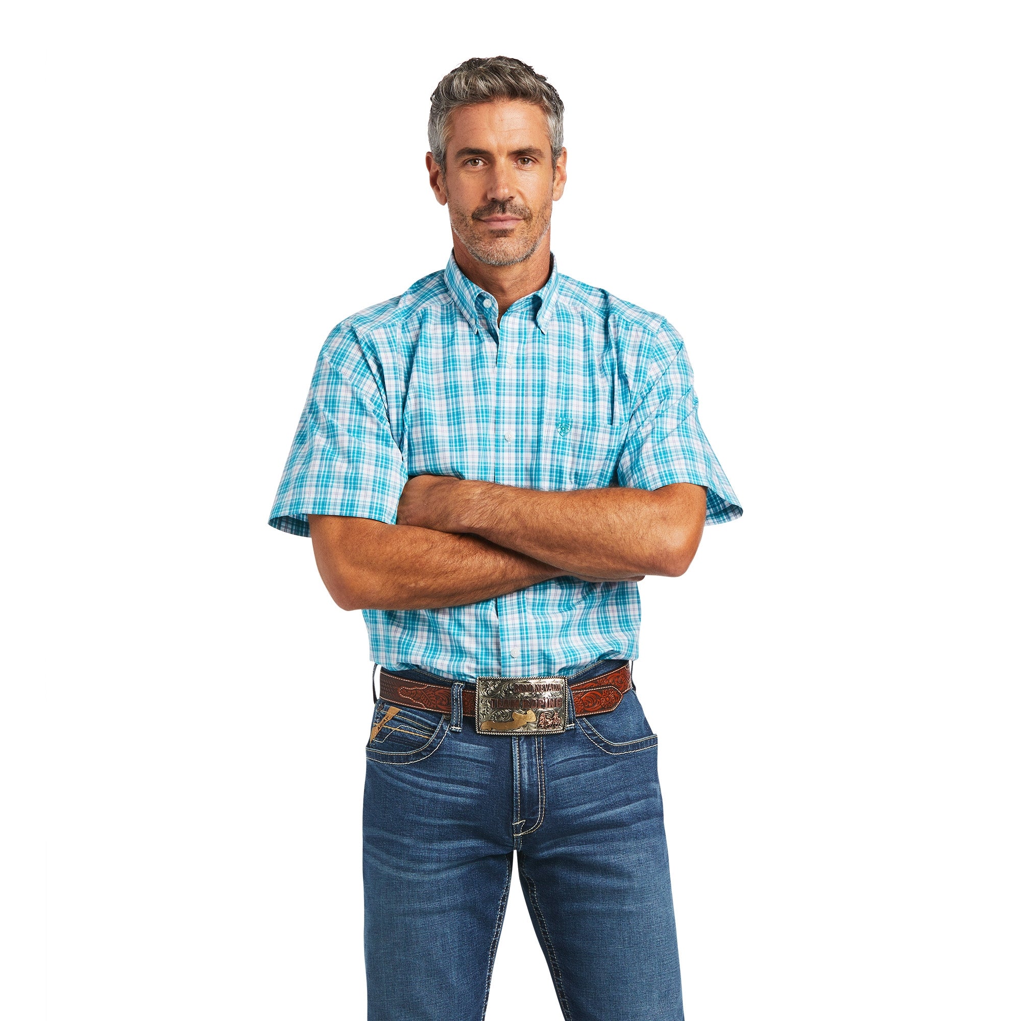 ARIAT Men's Pro Series Ezra Classic Fit Shirt - Moisture Wicking Performance Work Shirt - View #6