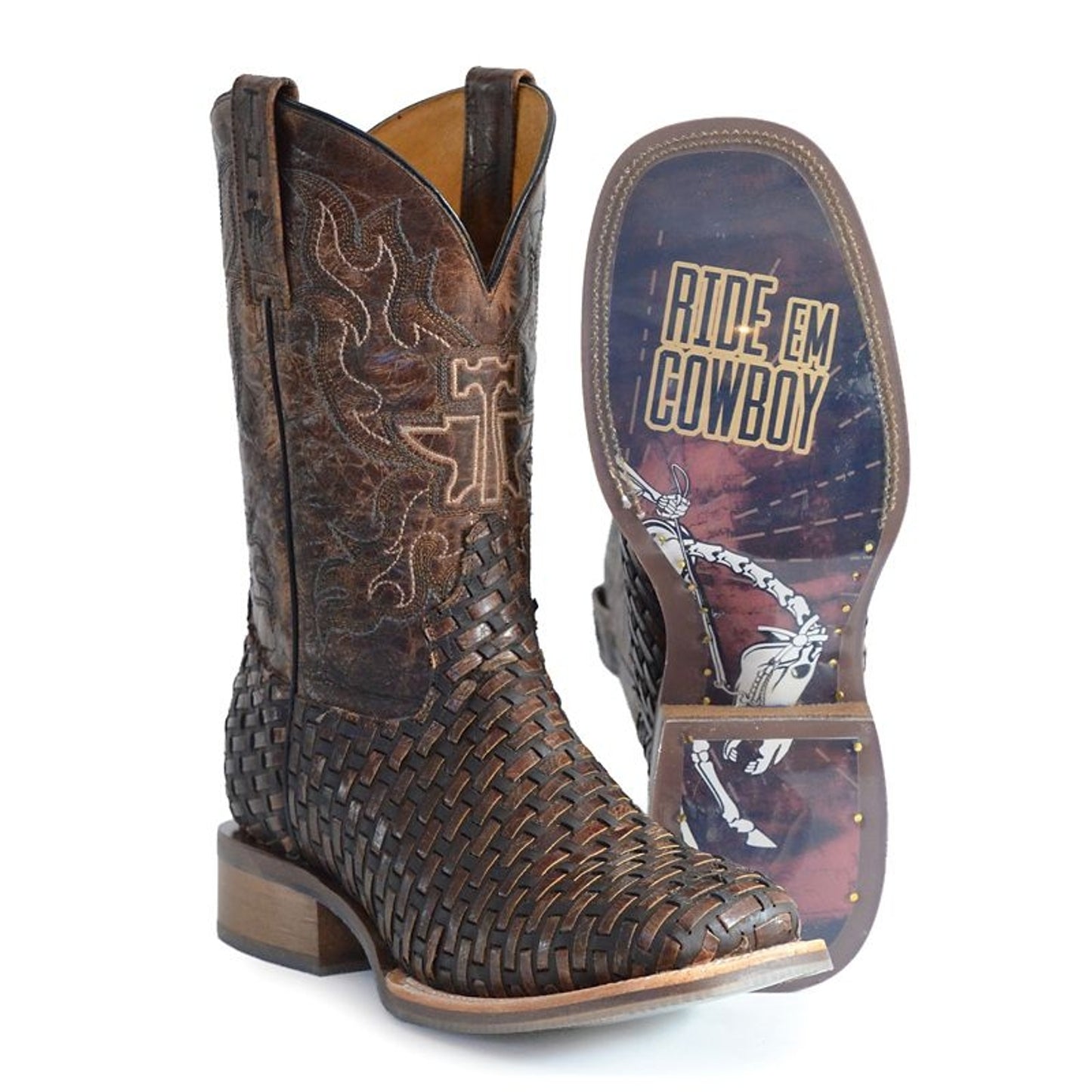 Tin Haul Mens X-Ray Sole SqToe Boots 10.5 EE Brown