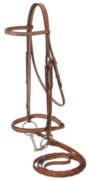 Raised Snaffle English Bridle With Spaced Stone Crystals
