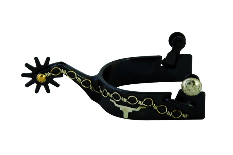 Western BS Barbwire Longhorn Mens Spurs