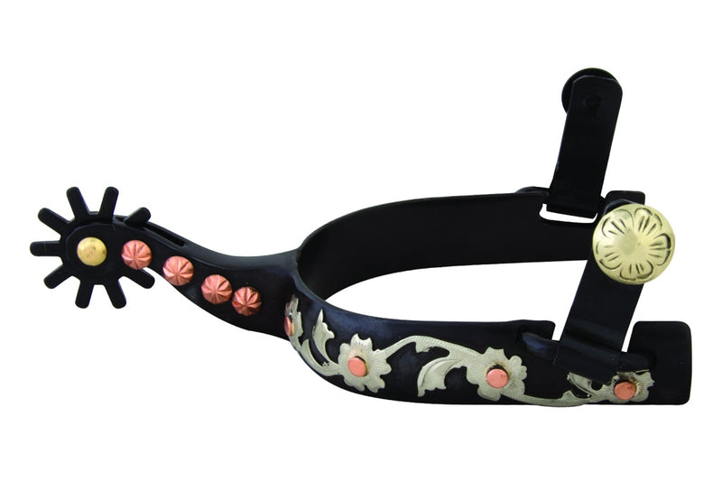 Western BS Silver Floral Copper Ladies Spurs
