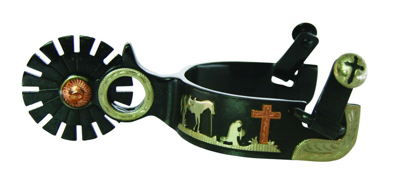 Western Mens BS Praying Cowboy Spurs