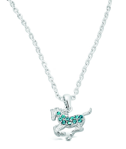 Kelley Kid's Galloping Horse Necklace with Rhinestones