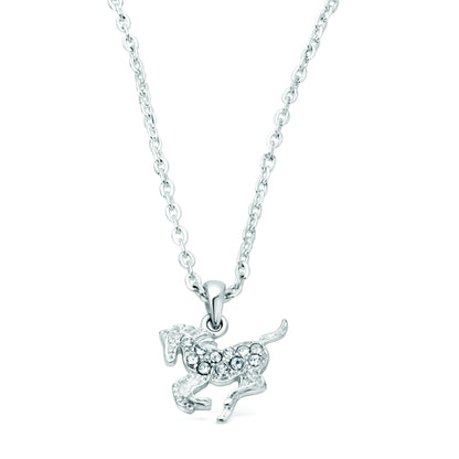 Kelley Kid's Galloping Horse Necklace with Rhinestones