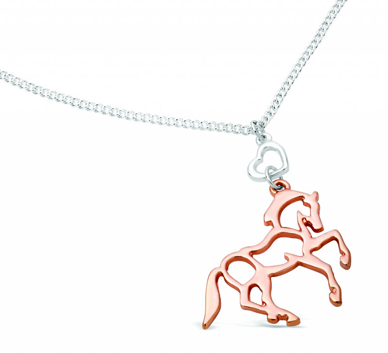 Kelley Rose Gold Horse and Silver Heart Necklace
