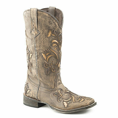 Roper Ladies Square Toe Sanded Leather Boots