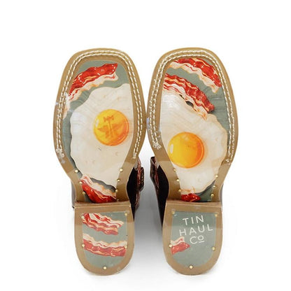 Tin Haul Big Kids Boots - Not Boaring With Bacon & Eggs Sole