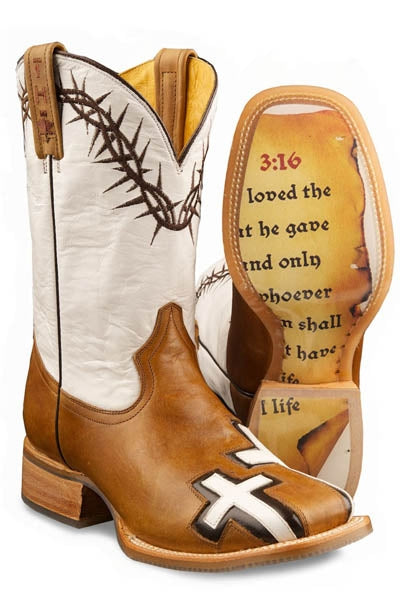 Tin Haul Ladies Boots - Between Two Thieves With John 3:16 Sole