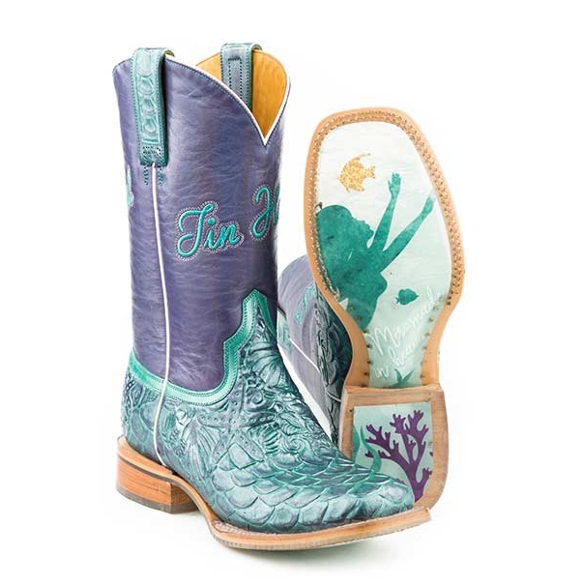 Tin Haul Ladies Boots - Under The Sea With Mermaid Sole
