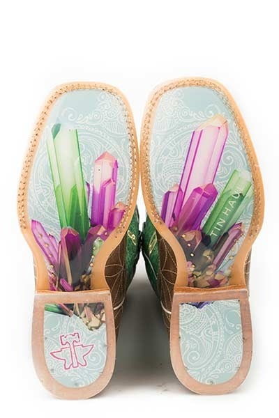 Tin Haul Ladies Boots - Flower Of Life With Crystal Sole