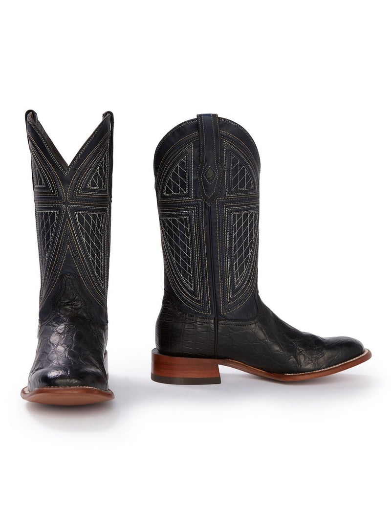 Stetson Mens Black Falls Alligator Cowboy Boots