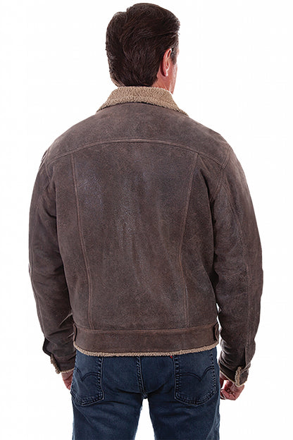 Scully Mens Trail Leather Jacket With Faux Shearling