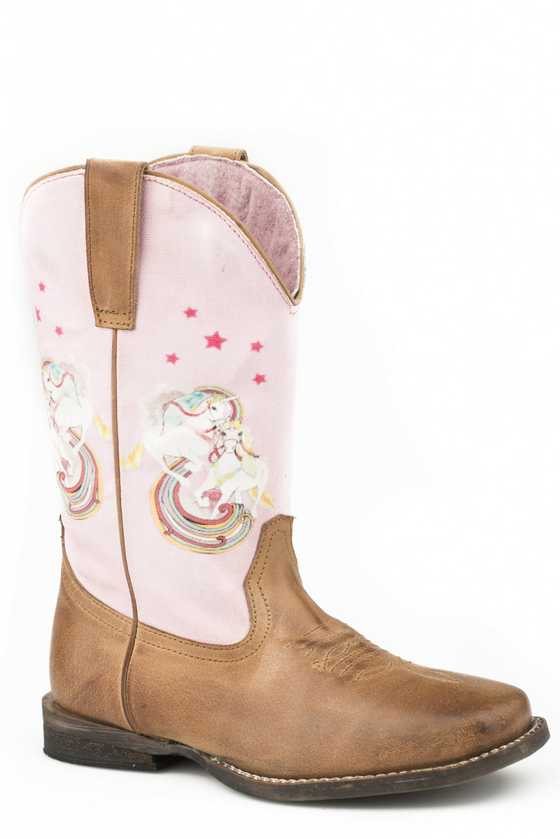Roper Kids Rainbow Unicorn Square Toe Boots