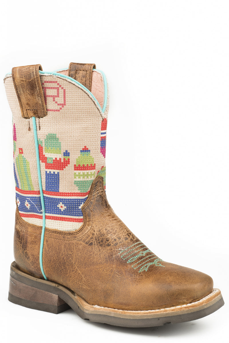 Roper Kids Colorful Cactus Square Toe Boots