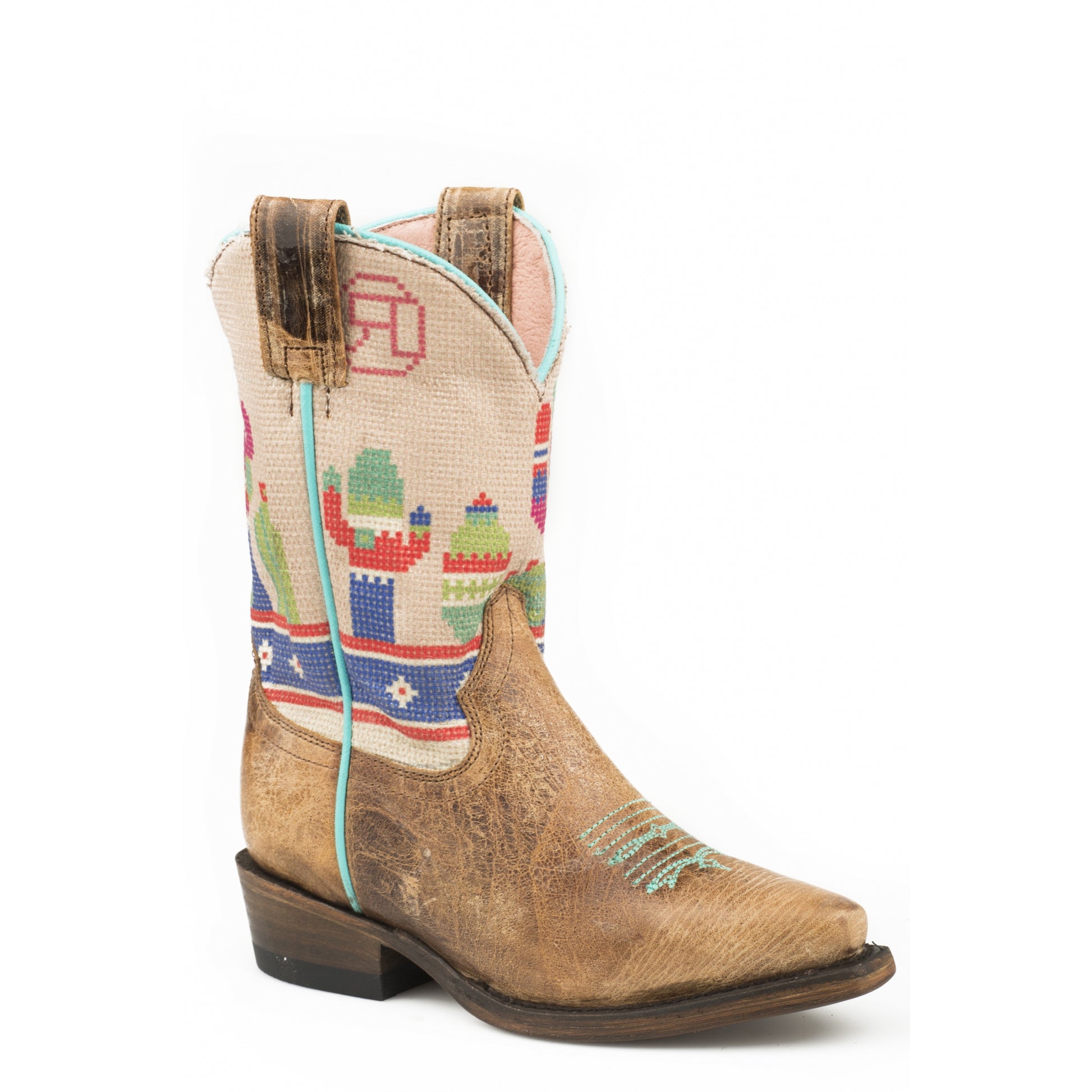 Roper Kids Cactus Print Snip Toe Fashion Boots