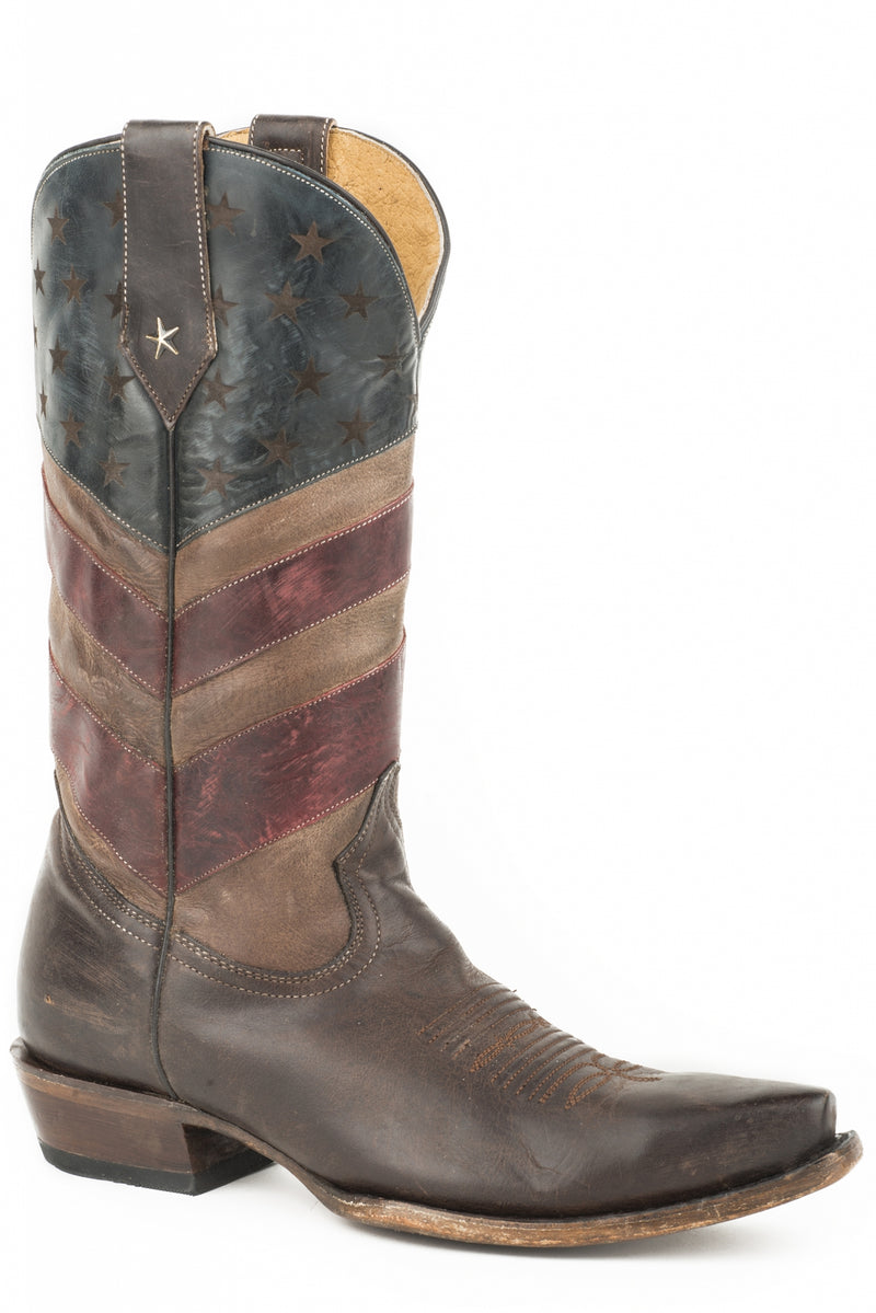 Roper Mens Americana Flag Snip Toe Cowboy Boots