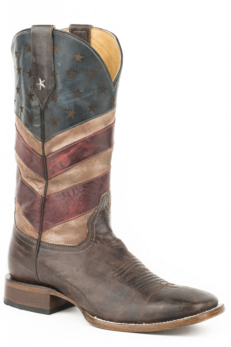 Roper Mens Old Glory Square Toe Cowboy Boots