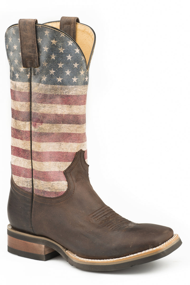 Roper Mens Americana Flag Square Toe Cowboy Boots