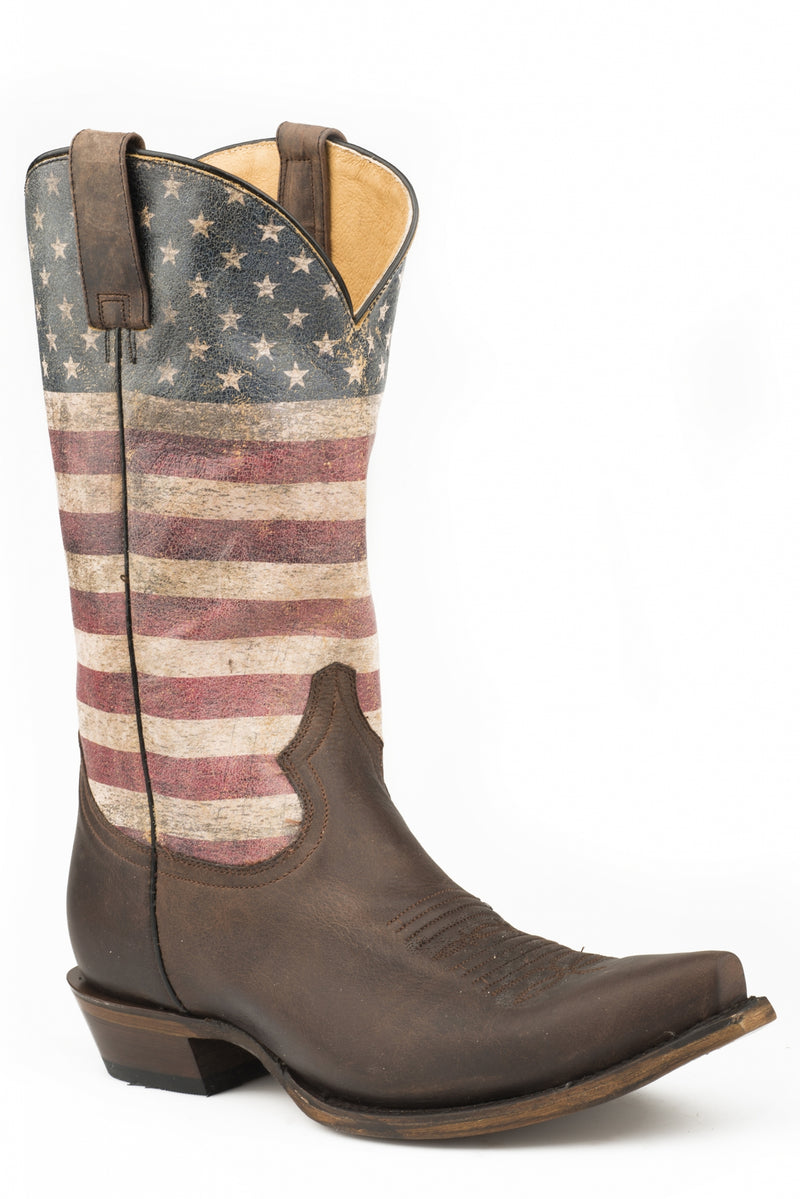 Roper Mens Americana Flag Snip Toe Cowboy Boots