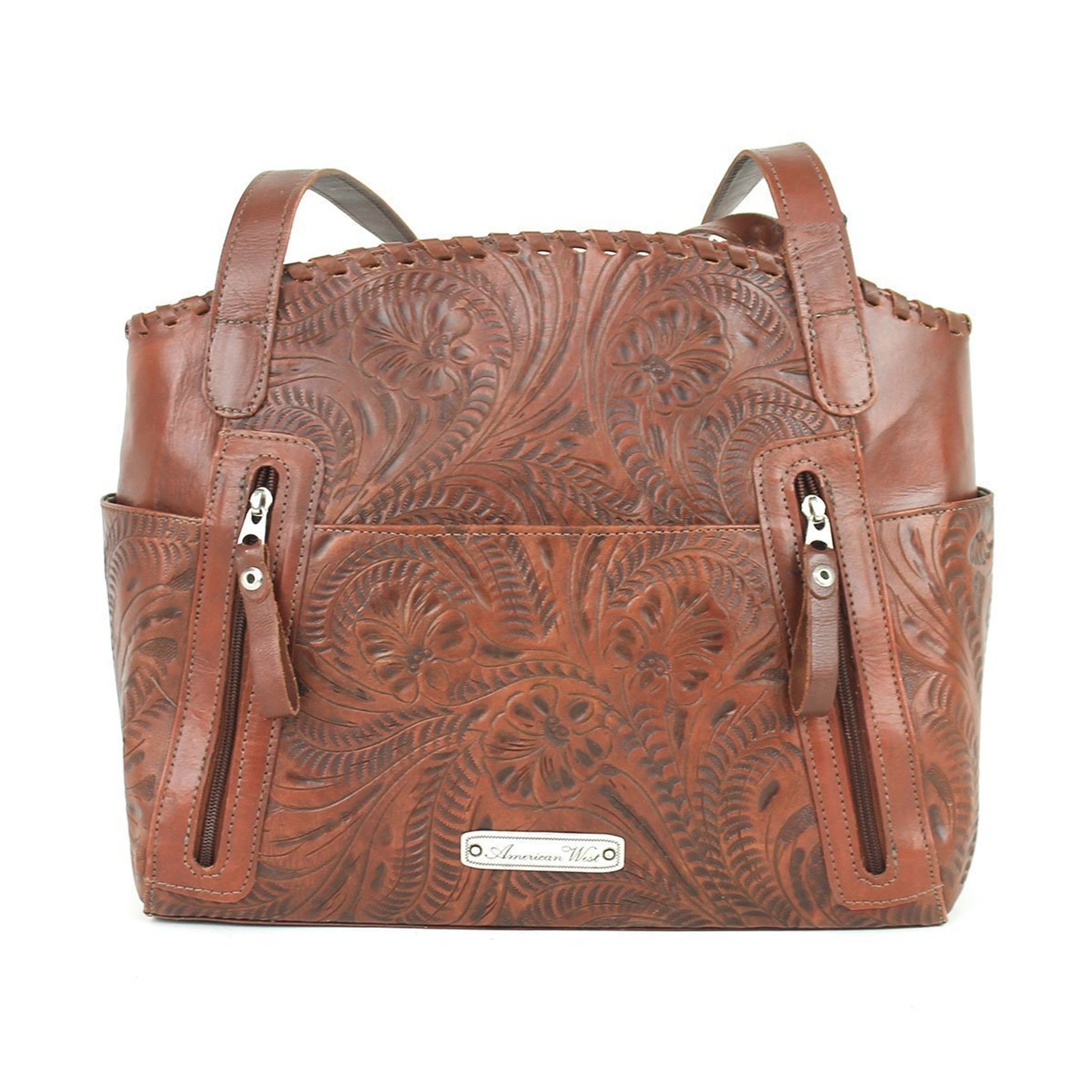 American West Lariats And Lace Zip Top Tote with Secret Compartment
