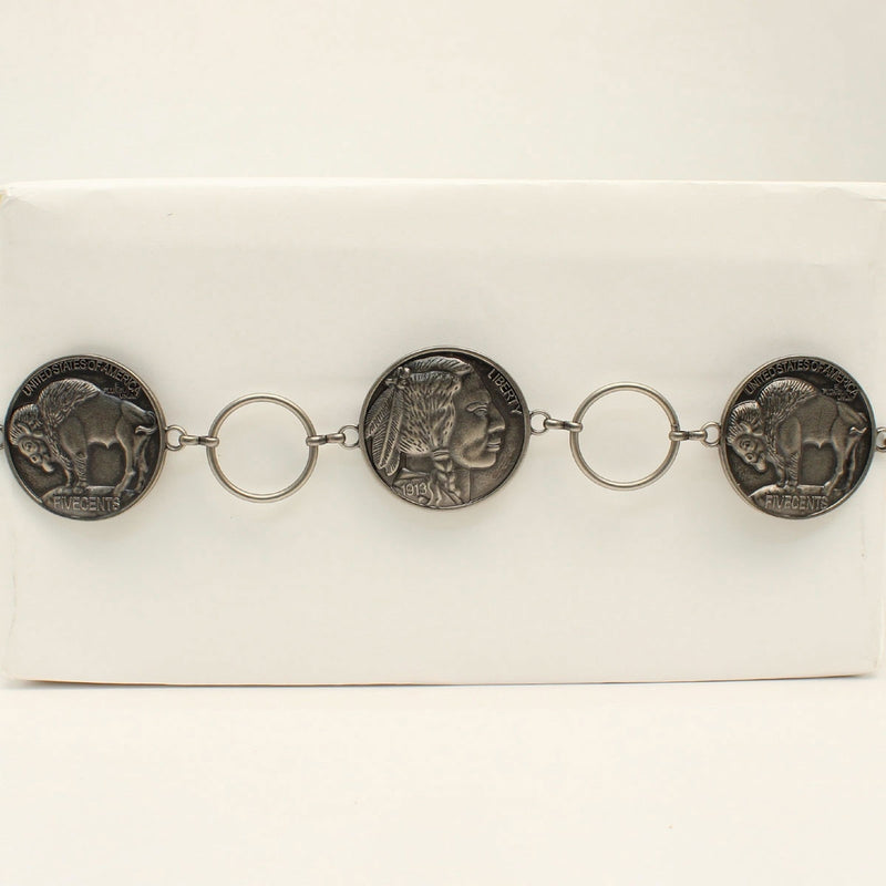 Angel Ranch Ladies 2 1/4" Buffalo Nickle Chain Belt