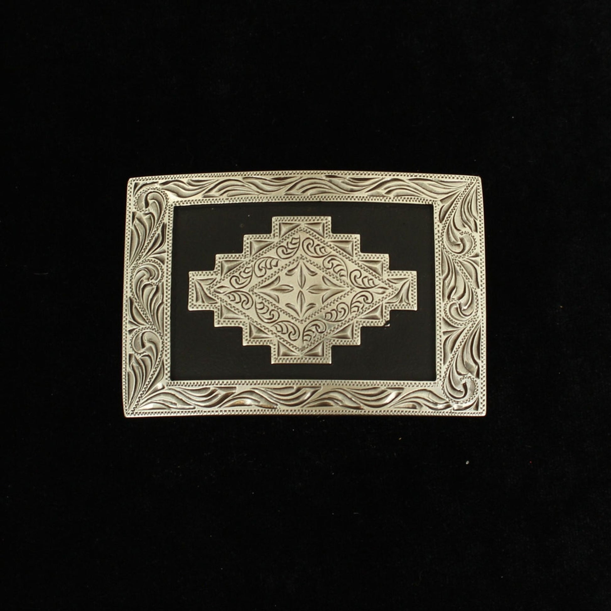 Nocona Mens Rectangle Scroll Edge Aztec Buckle