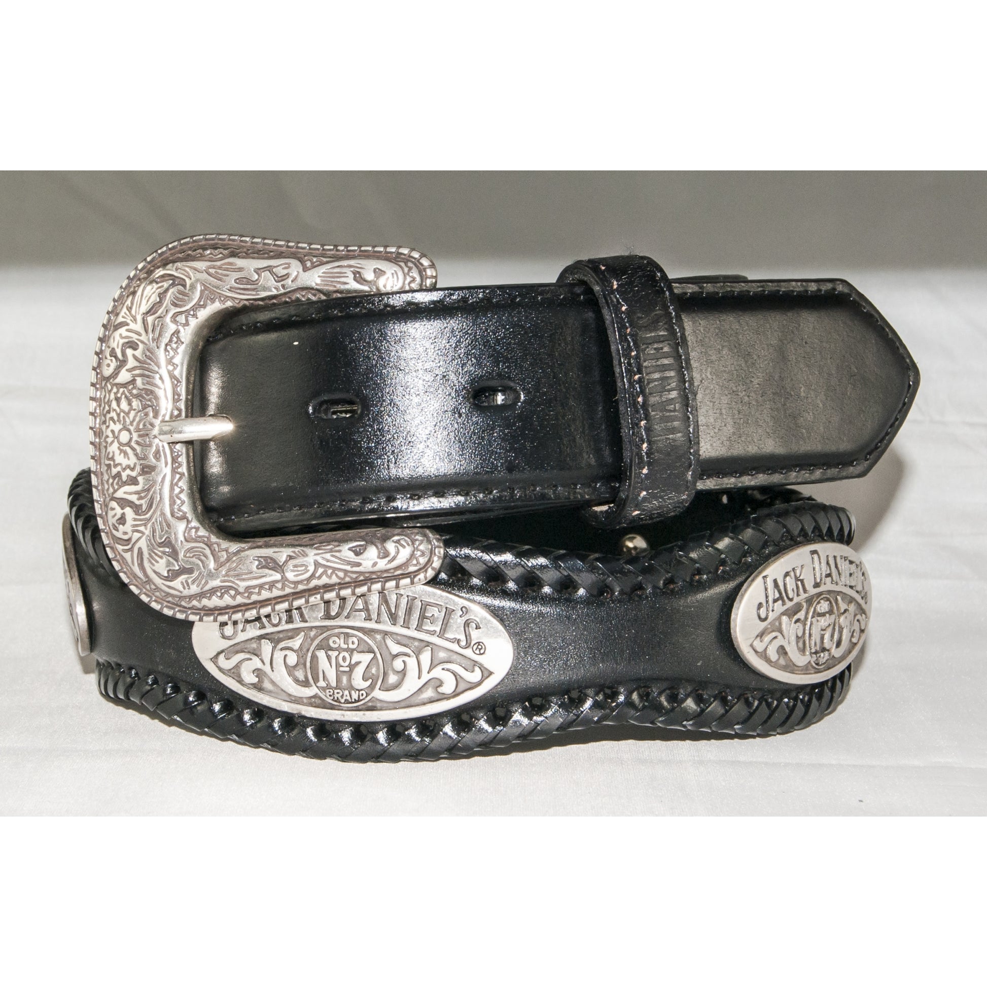 Jack Daniel's Ladies Scalloped & Laced Leather Belt with Conchos