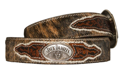Jack Daniel's Brown Hair-On Leather Belt with Conchos