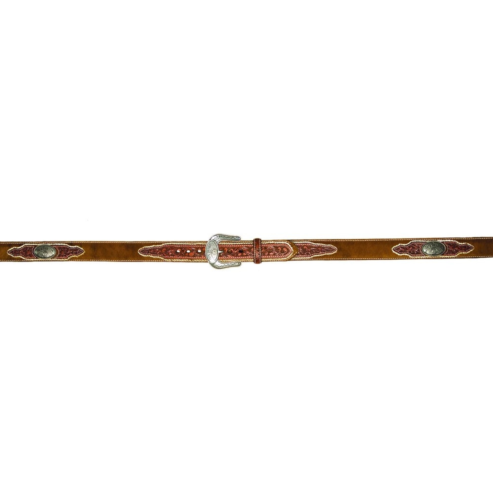 Jack Daniel's Brown Hair-On Leather Belt with Conchos