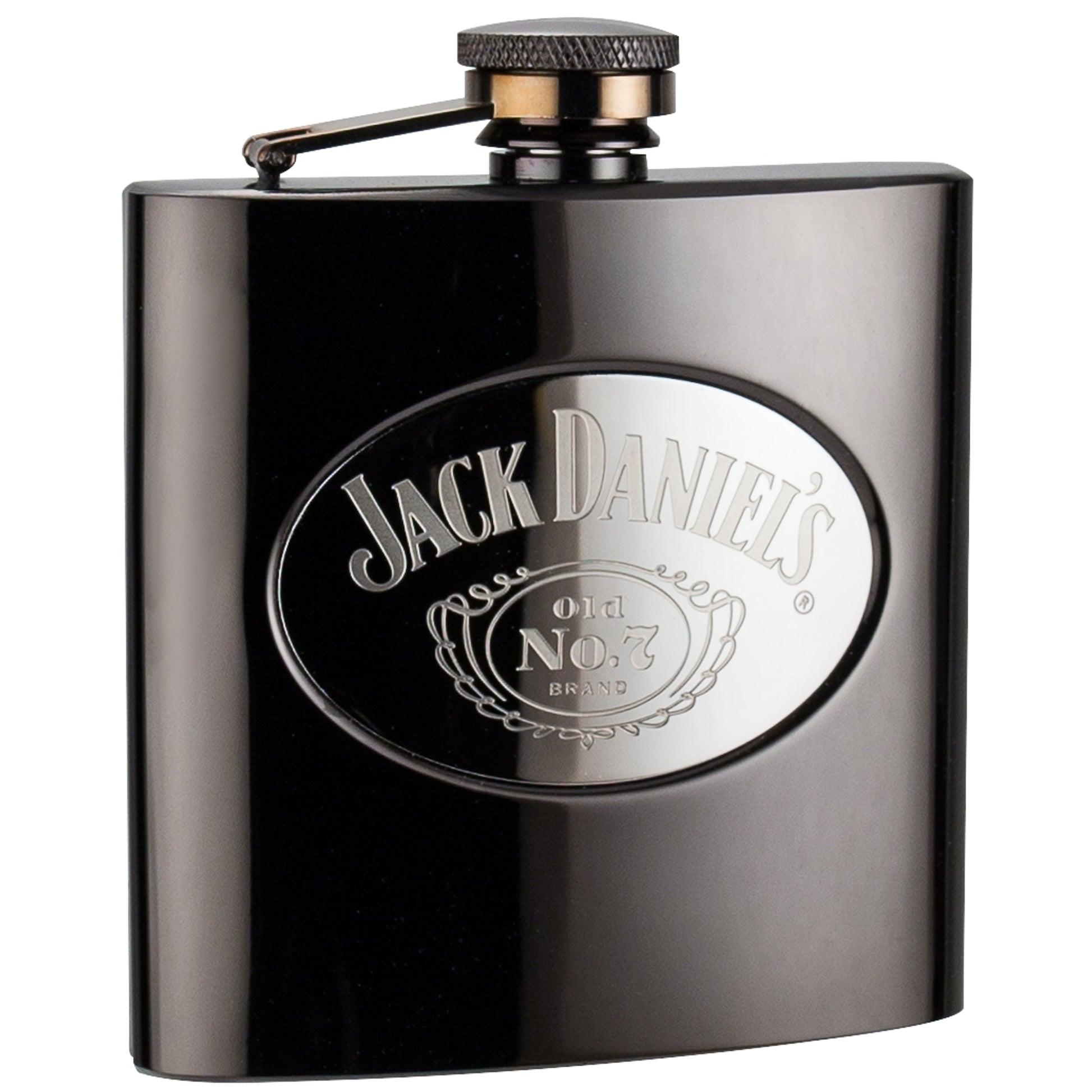 Jack Daniel's Logo Engraved Gunmetal Flask