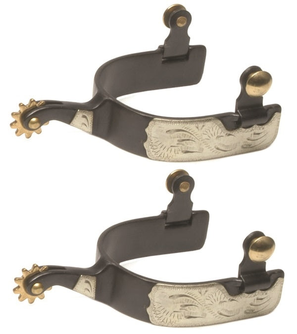 Jacks Roping Spurs with Engraved German Silver Trim #11039
