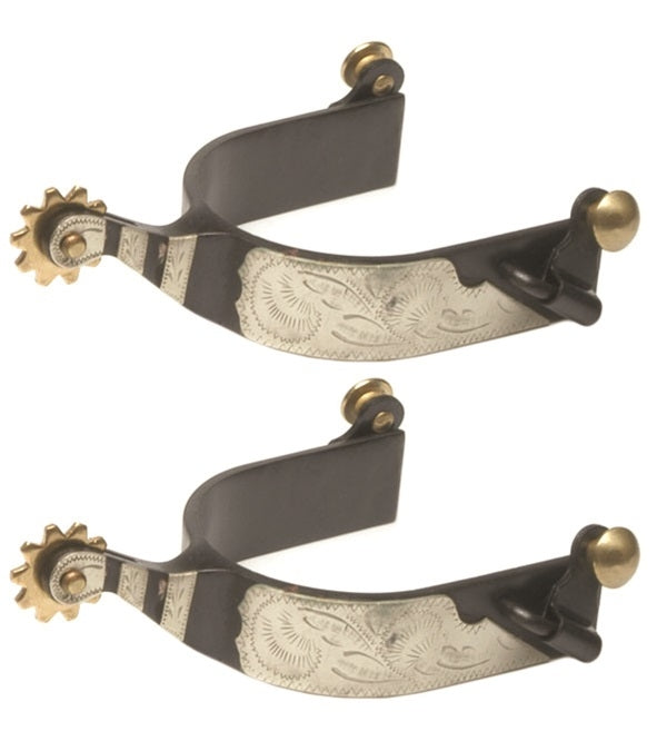 Jacks Roping Spurs with Engraved German Silver Trim #11043
