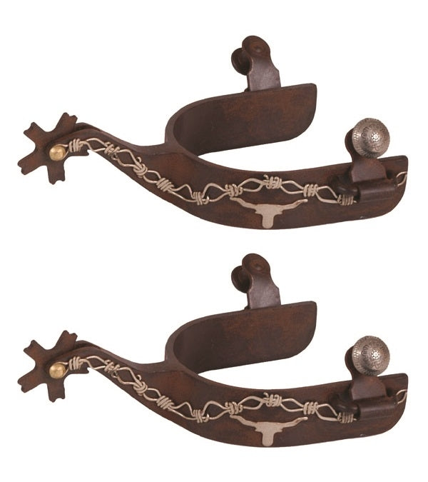 Jacks Spurs with German Silver Longhorn/Barbwire Trim