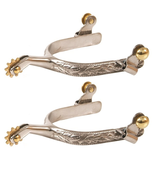 Jacks Spurs with Engraved Leaf Design - Sold in Pairs