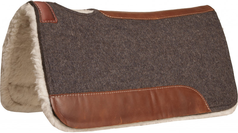 Mustang Blue Horse Contoured Pressed Wool Pad with Fleece Bottom