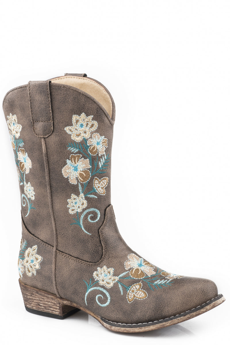 Roper Girls Floral Embroidered/Vintage Brown Western Boots