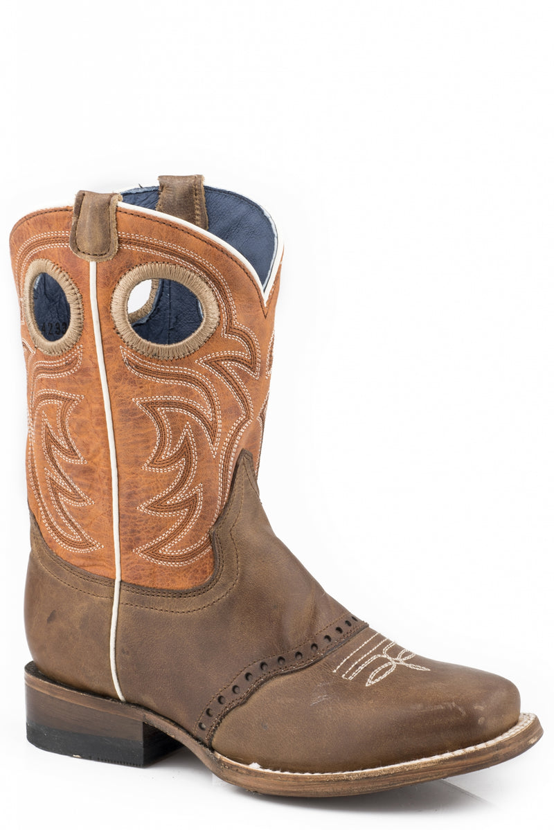 Roper Boys Saddle Vamp Leather Western Boots
