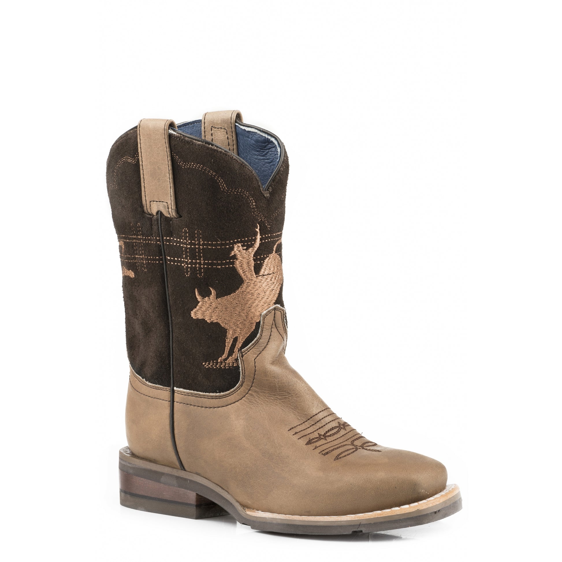 Roper Boys Embroidered Bull Rider Western Leather Boots