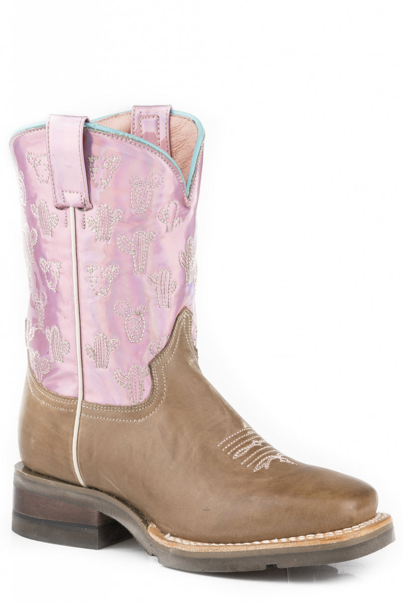 Roper Girls Cactus Stitch/Waxy Brown Leather Boots