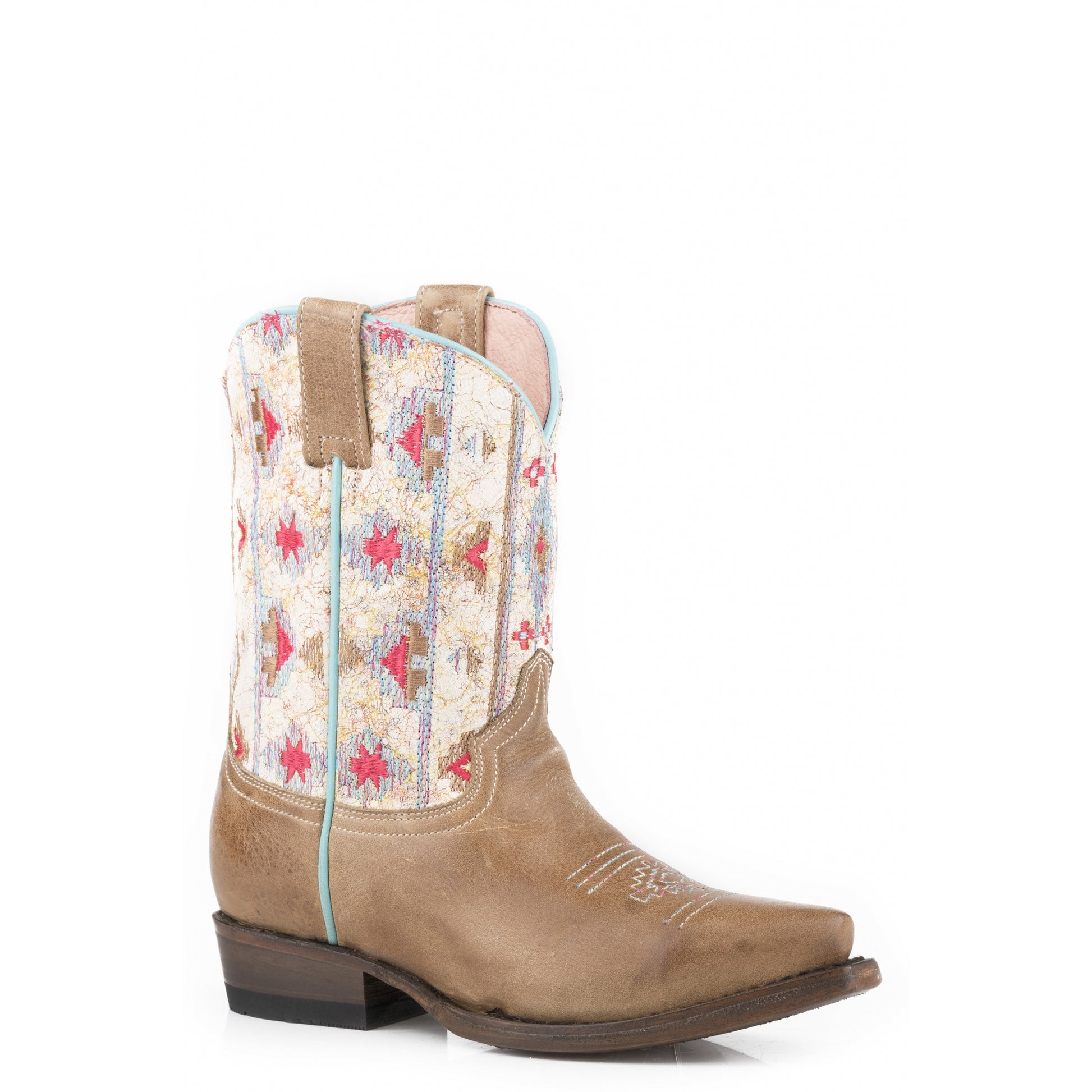 Roper Girls Vintage Brown/Printed Leather Fashion Boots
