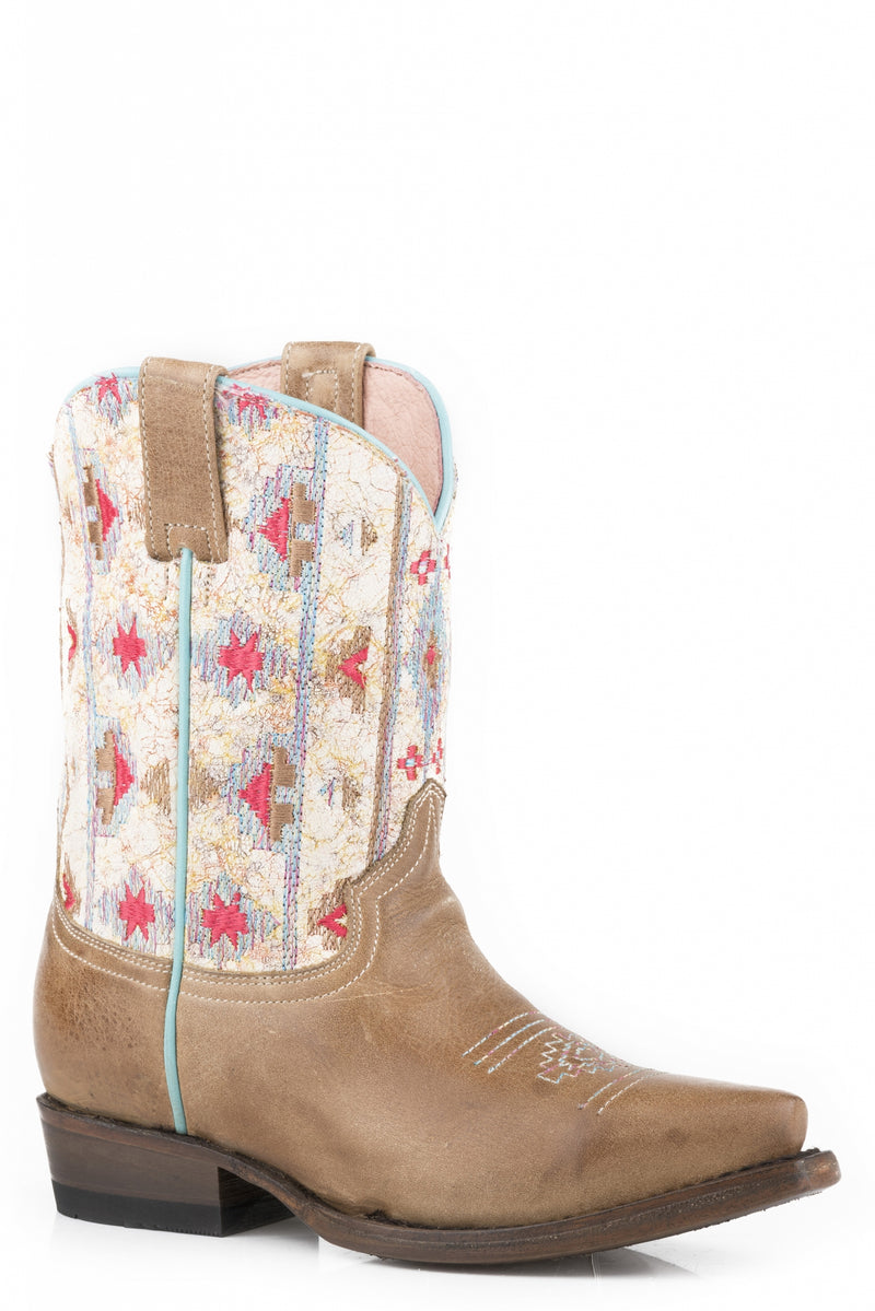 Roper Girls Vintage Brown/Printed Leather Fashion Boots