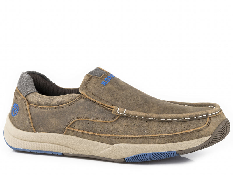 Roper Mens Brown Vintage Leather Slip-On Shoes