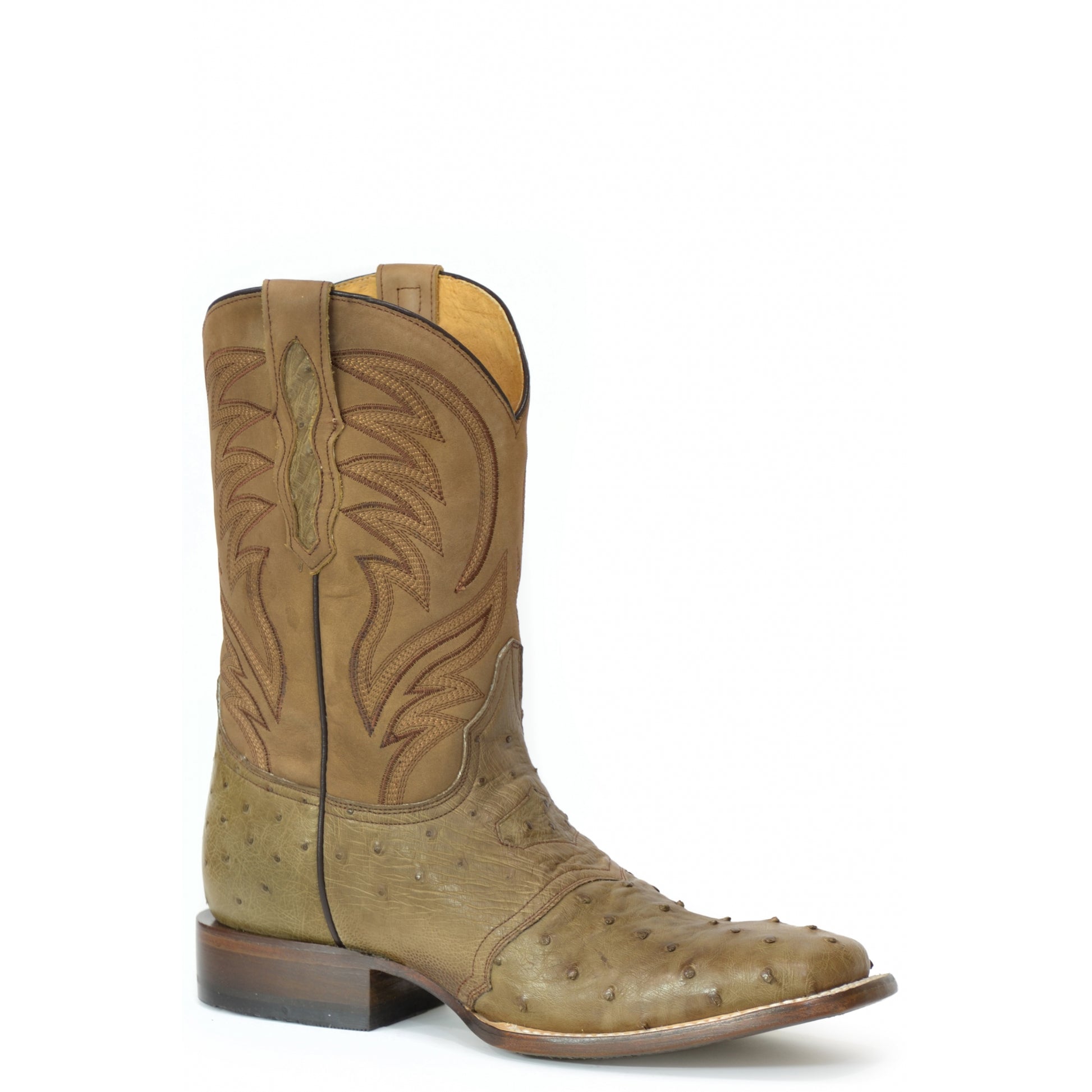 Roper Mens Brown Ostrich Quill Vamp/Smooth Quill Shaft Western Boots