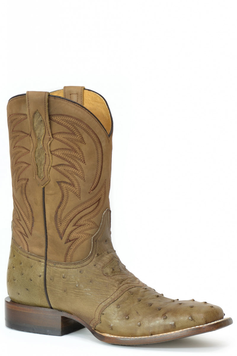 Roper Mens Brown Ostrich Quill Vamp/Smooth Quill Shaft Western Boots