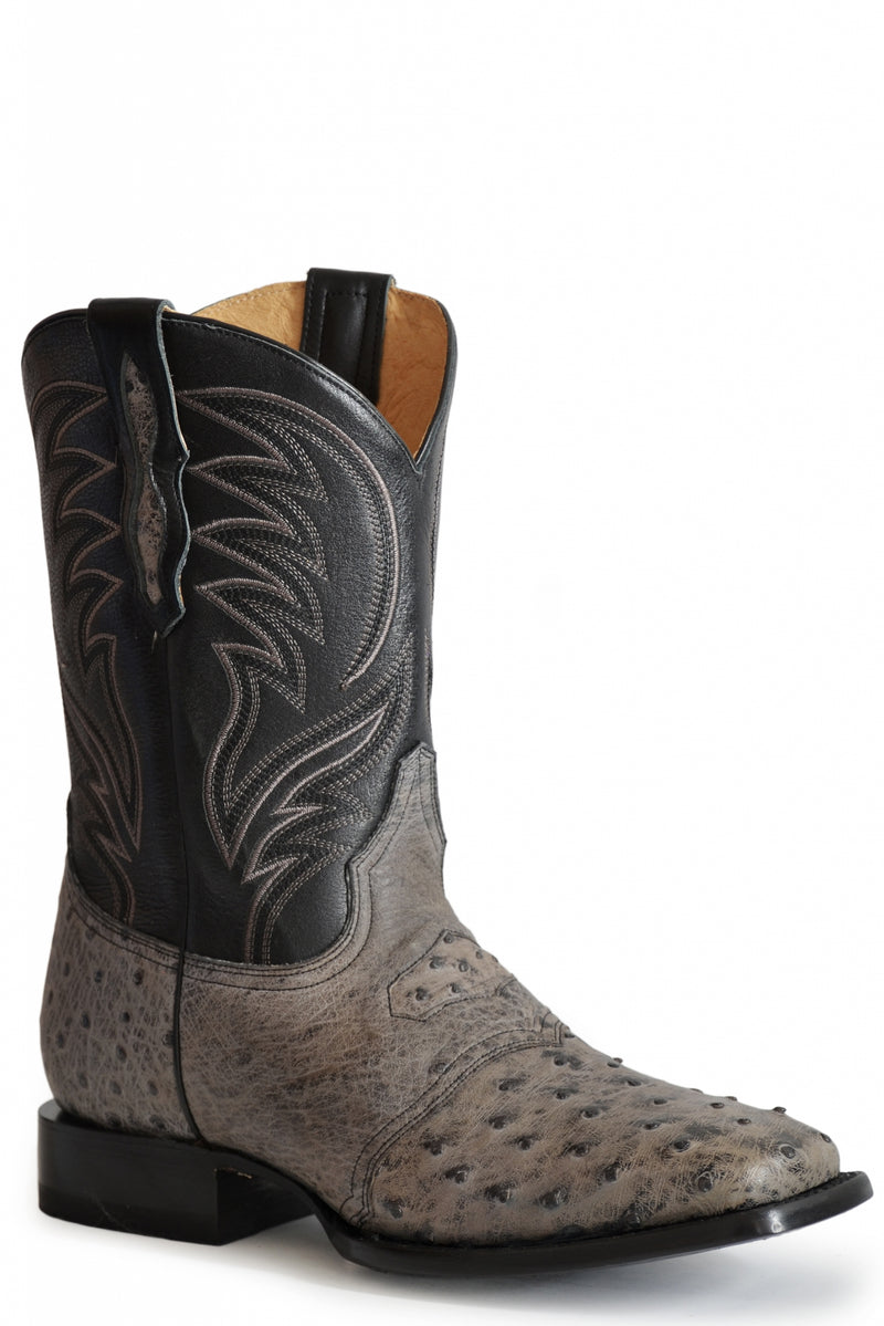 Roper Mens Ostrich Quill Vamp with Smooth Shaft Western Square Toe Boots