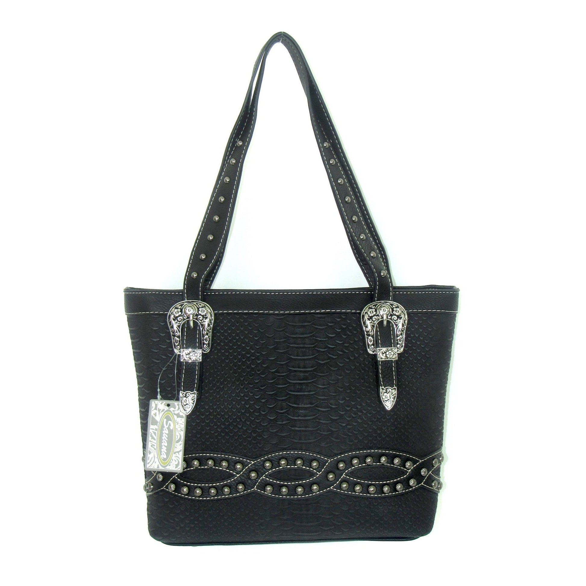 Savana Zip Top Tote Bag with Studs