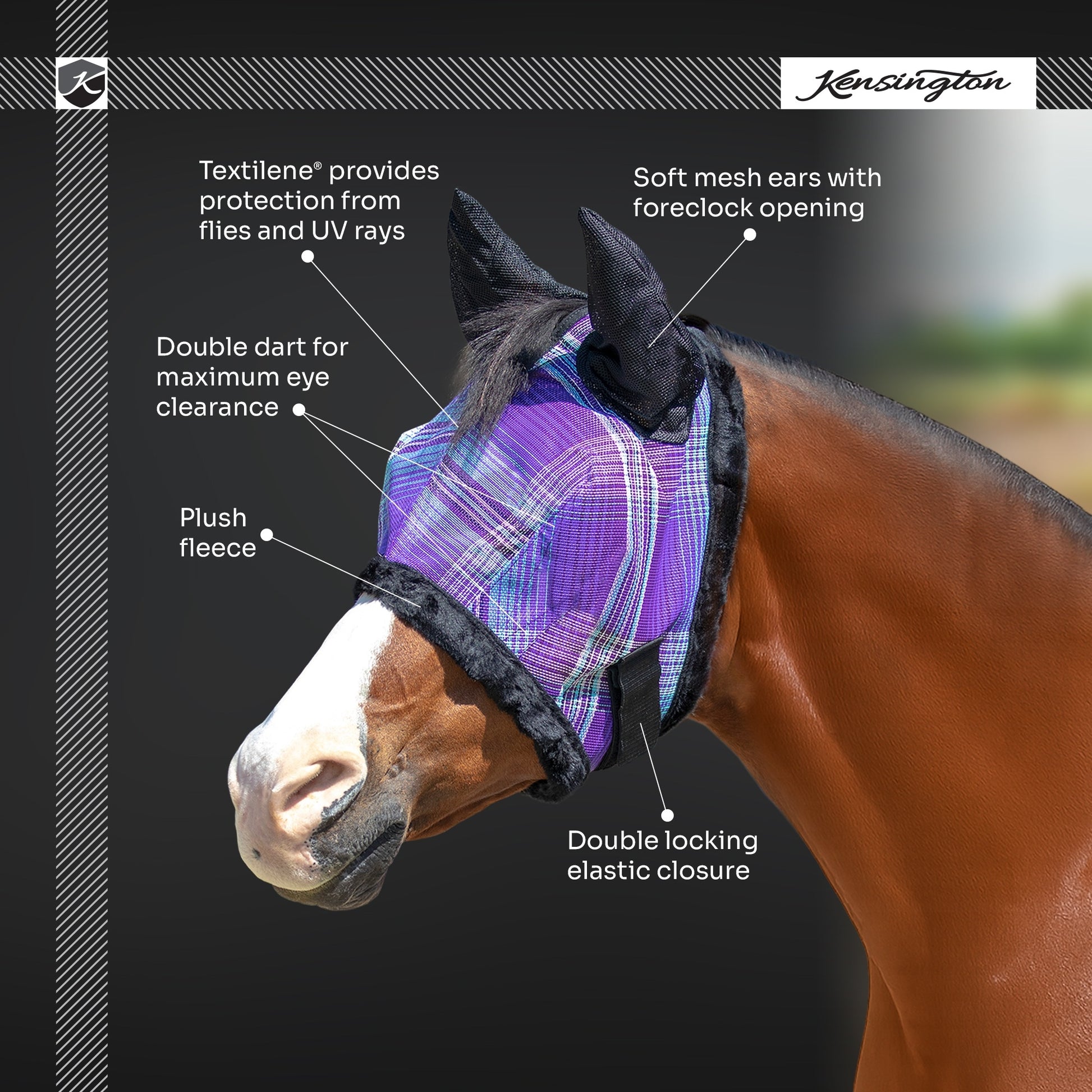 Kensington UV Fleece Fly Mask with Ears & Forelock