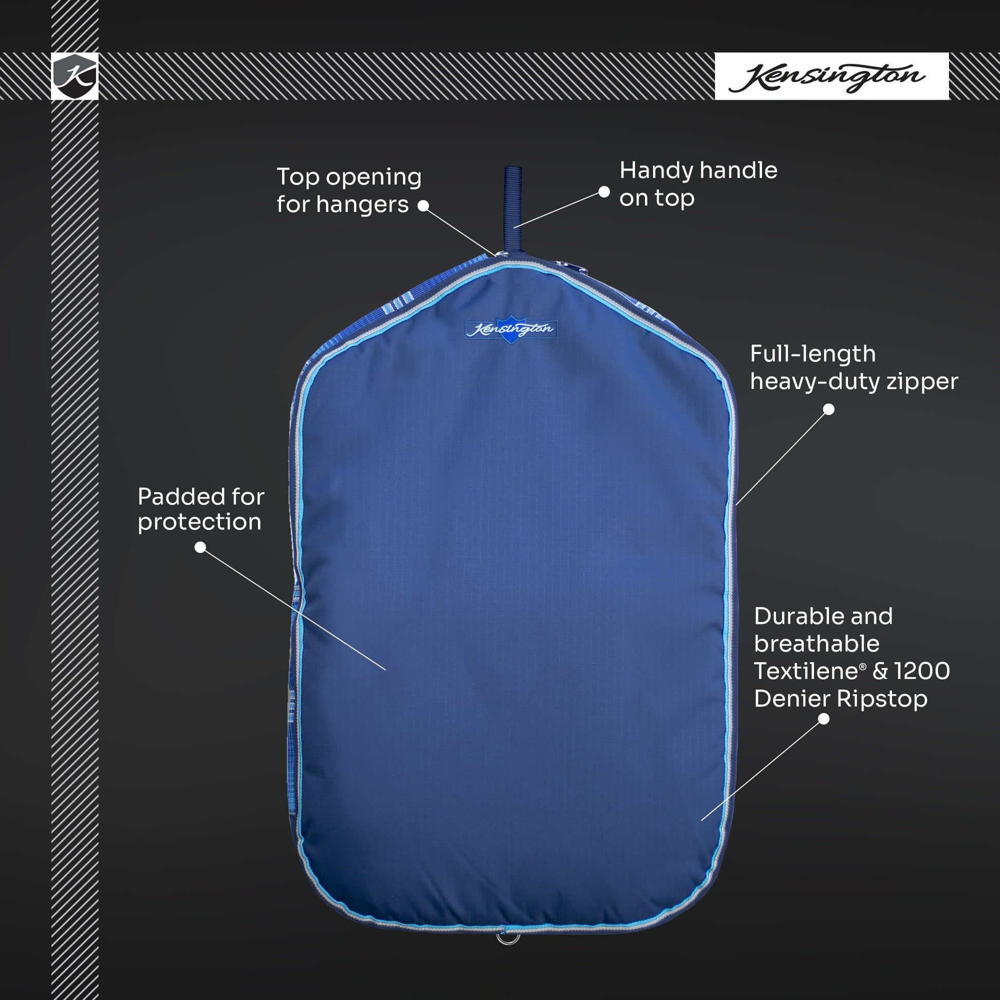 Kensington Padded Garment Bag with Side Zippers
