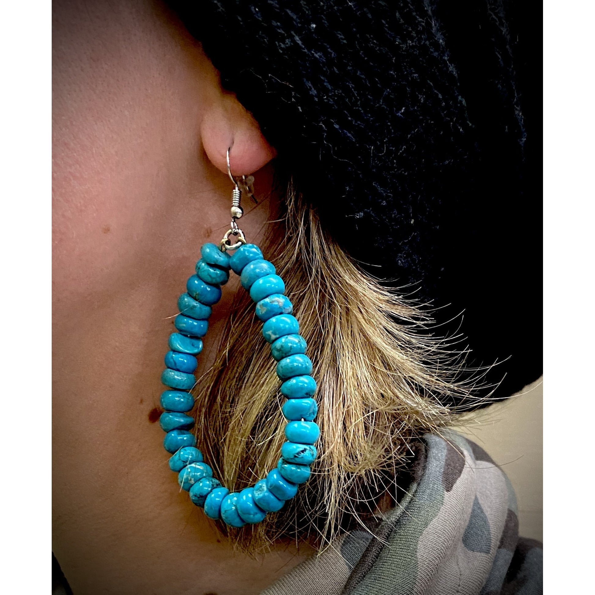 Montana Silversmiths Ladies Boho Blue Beaded Teardrop Attitude Earrings