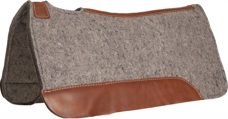 Mustang Blue Horse Felt Contoured Pad with Top Grain Wear Leathers